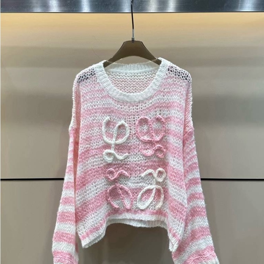 Loewe Pink and White Striped Women's Sweater